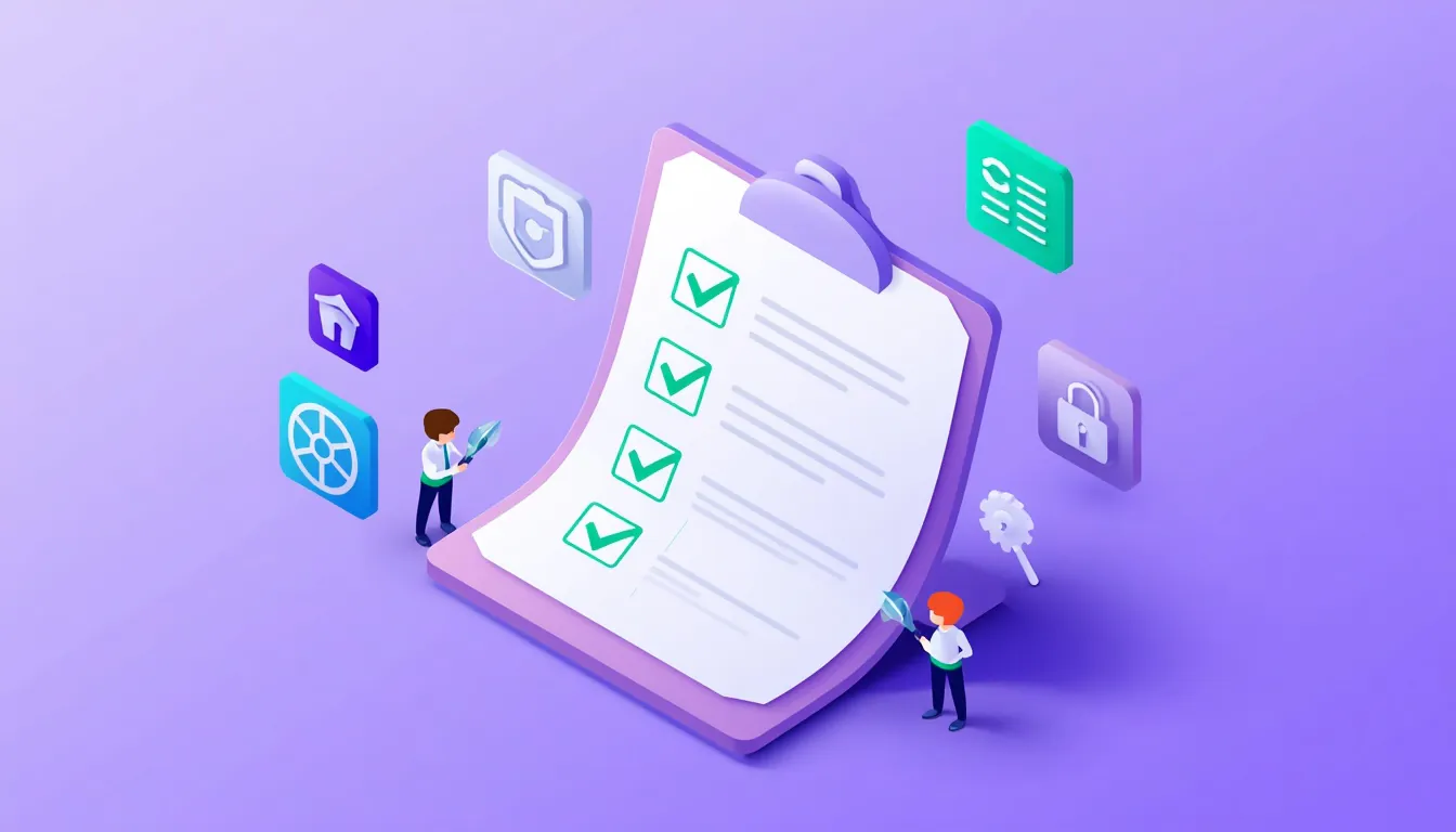 Wordpress Hosting Uk Checklist: 3D Illustration Of A Clipboard With Five Checkmarks, Security Shield, Cache Icon And Developer Tools Symbols